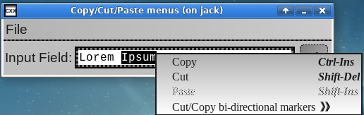 Copy/Cut/Paste menu